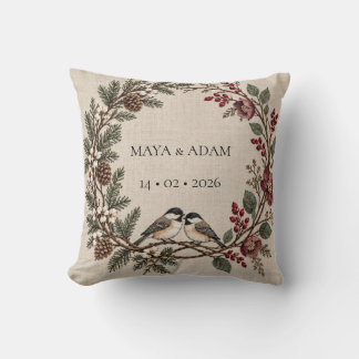 Personalized Winter Botanical Couple Pillow