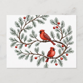 Personalized Winter Cardinal Holiday, Christmas, Postcard