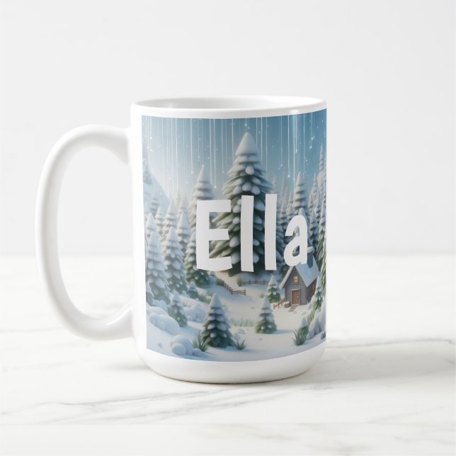 Personalized Winter Christmas Forest   Coffee Mug (Left)