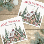Personalized  Winter Christmas Napkins<br><div class="desc">Add a festive touch to your holiday table with this charming Christmas party napkin featuring a cozy watercolor winter cabin. Along the top, "Merry Christmas" is printed in a slight curve, creating a cheerful and welcoming look. You can also change the greeting to "Happy Holidays, " "Season’s Greetings, " or...</div>