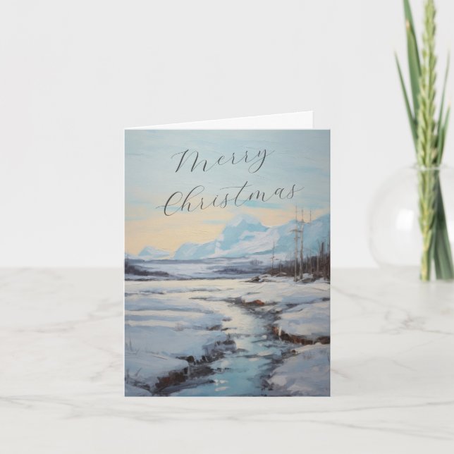 Personalized Winter Christmas Scene Family Letter Holiday Card (Front)