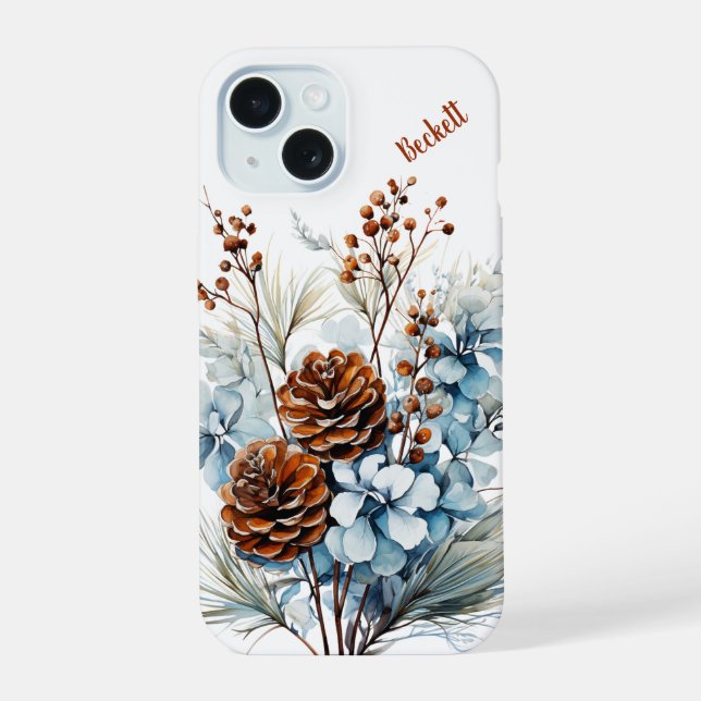 Personalized Winter Floral Phone Case (Back)