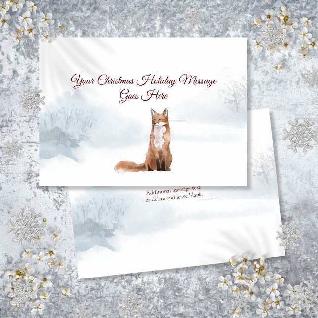 Personalized Winter Fox Elegant Script Christmas Holiday Card (Personalized Winter Fox Elegant Script Christmas Holiday Card)