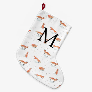 Personalized Winter Fox Large Christmas Stocking
