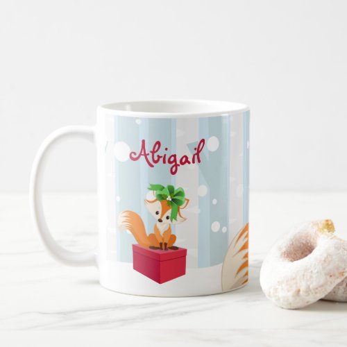 Personalized Winter Fox Woodland Christmas Coffee Mug