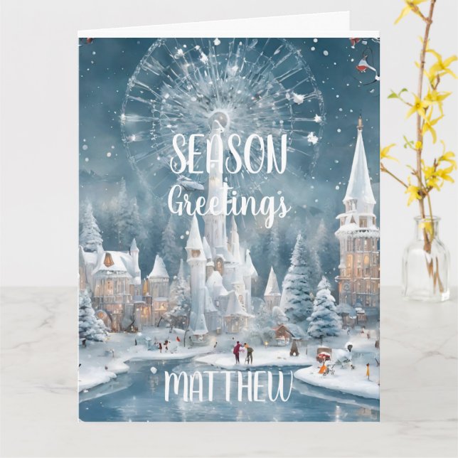 personalized winter in wonderland Christmas Card (Yellow Flower)