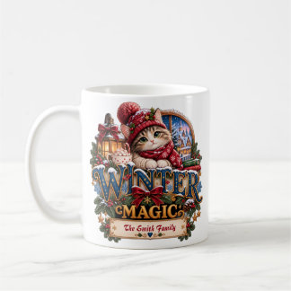 Personalized Winter Magic Cozy Cat Christmas  Coffee Mug