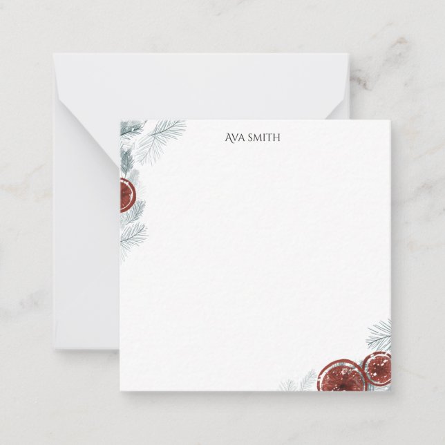 Personalized winter pattern  note card (Front)