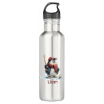 Personalized Winter Penguin Baseball Kid Stainless Steel Water Bottle