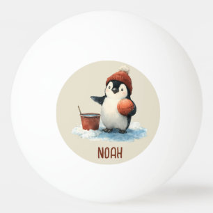 Personalized Winter Penguin Basketball Kid Ping Pong Ball