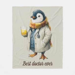 Personalized Winter Penguin “Best Doctor Ever” Fleece Blanket