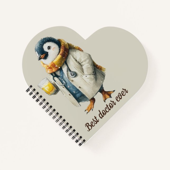 Personalized Winter Penguin “Best Doctor Ever” Notebook (Front)