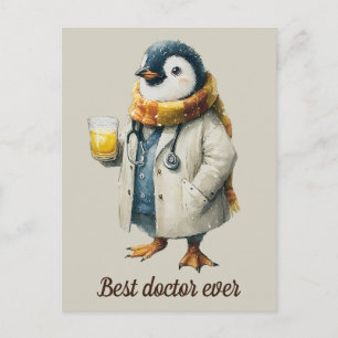 Personalized Winter Penguin “Best Doctor Ever” Postcard