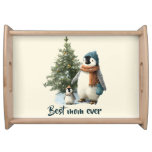 Personalized Winter Penguin “Best Mom Ever” Serving Tray