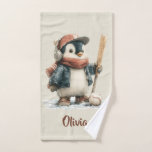 Personalized Winter Penguin Softball Kid Bath Towel Set