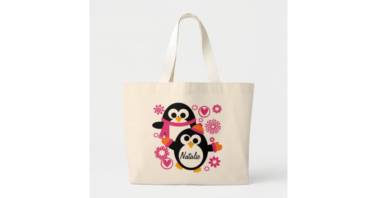 Personalized Winter Penguins Tote Bag | Zazzle.com