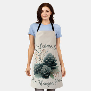 Personalized Winter Pinecone Family Design Apron