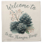 Personalized Winter Pinecone Family Design Cloth Napkin