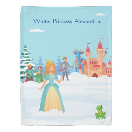 Personalized Winter Princess Royal Family Duvet Cover