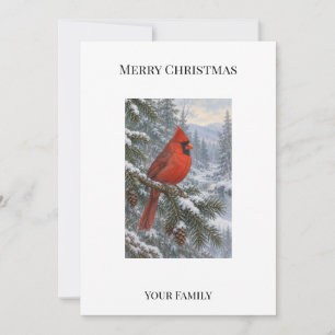 Personalized Winter Red Cardinal Christmas Holiday Card