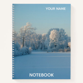 Personalized Winter Snow Landscape Photo Notebook