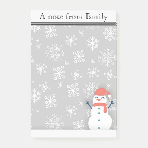 Personalized Winter Snow  Snowman 2 Post it Notes