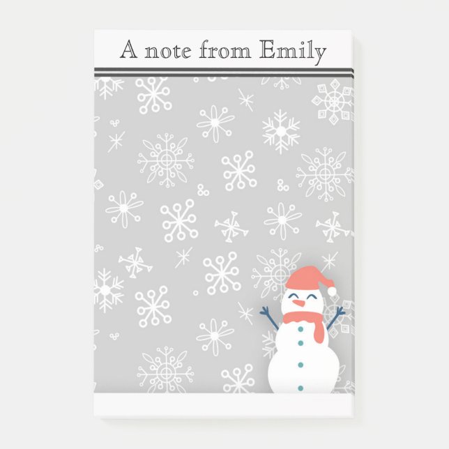 Personalized Winter Snow / Snowman 2 Post it Notes (Front)
