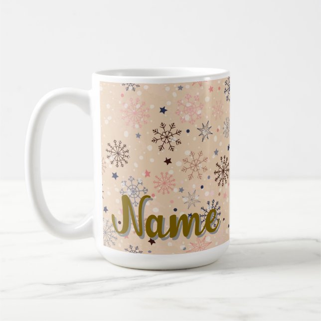 Personalized winter snowflake coffee mug (Left)