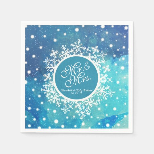 Personalized Winter Snowflakes Wedding  Napkin
