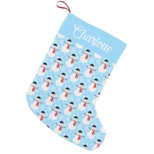 Personalized Winter Snowman Holiday Small Christmas Stocking