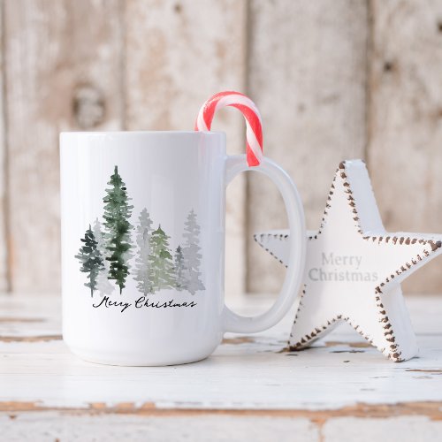 Personalized Winter Tree Merry Christmas Coffee Mug