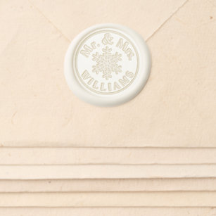 Personalized Winter Wedding Snowflake Peel Stick Wax Seal Sticker