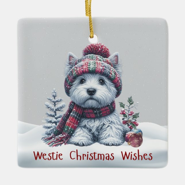 Personalized Winter Westie Ornament (Front)