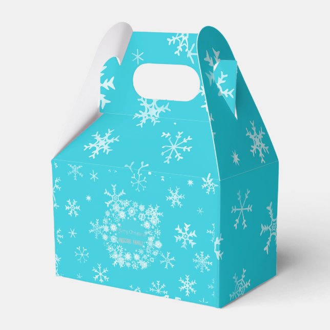 Personalized Winter Wonderland Blue Christmas  Favor Boxes (Front Side)