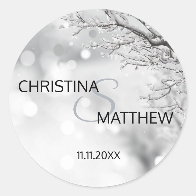 Personalized Winter Wonderland Snow Wedding SEAL (Front)