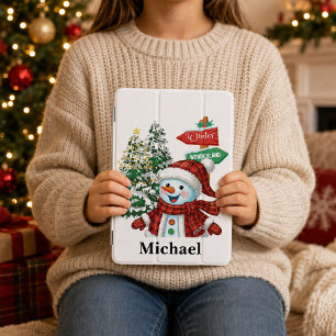 Personalized Winter Wonderland Snowman iPad Mini Cover