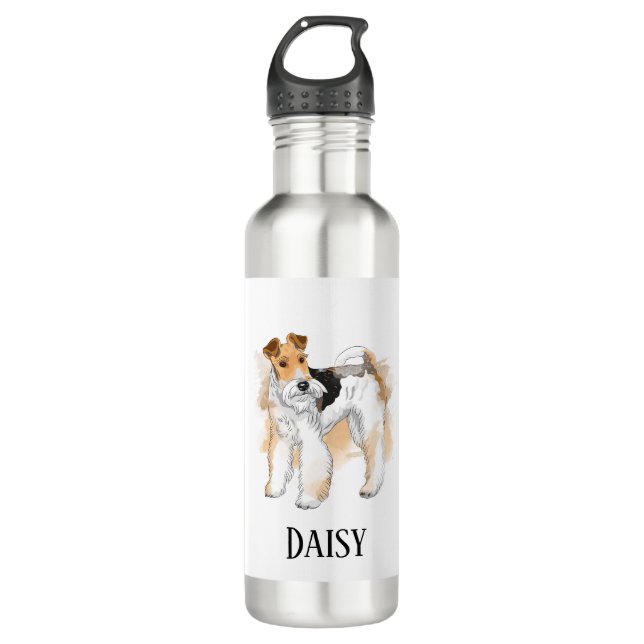 Personalized Wire Fox Terrier Photo Stainless Steel Water Bottle (Front)