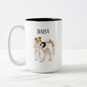 Personalized Wire Fox Terrier Photo Two-Tone Coffee Mug