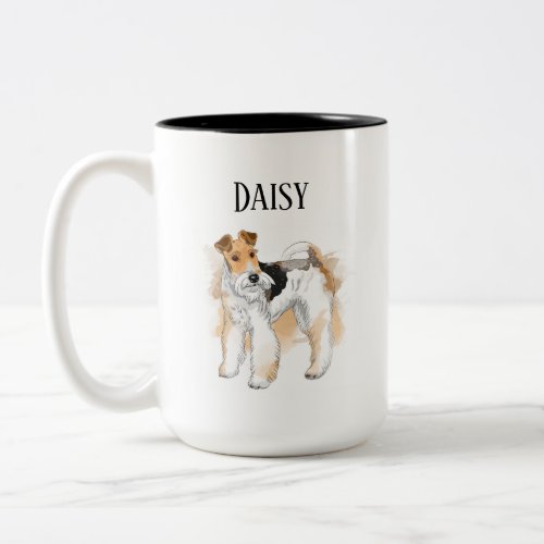 Personalized Wire Fox Terrier Photo Two_Tone Coffee Mug