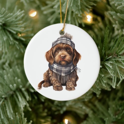 Personalized Wirehaired Pointing Griffon Dog Ceramic Ornament