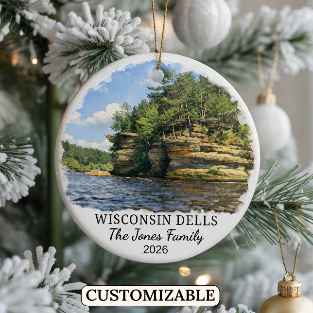 Personalized Wisconsin Dells Ornament, Wisconsin Ceramic Ornament (Creator Uploaded)