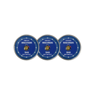 Personalized Wisconsin State Flag on a Golf Ball Marker