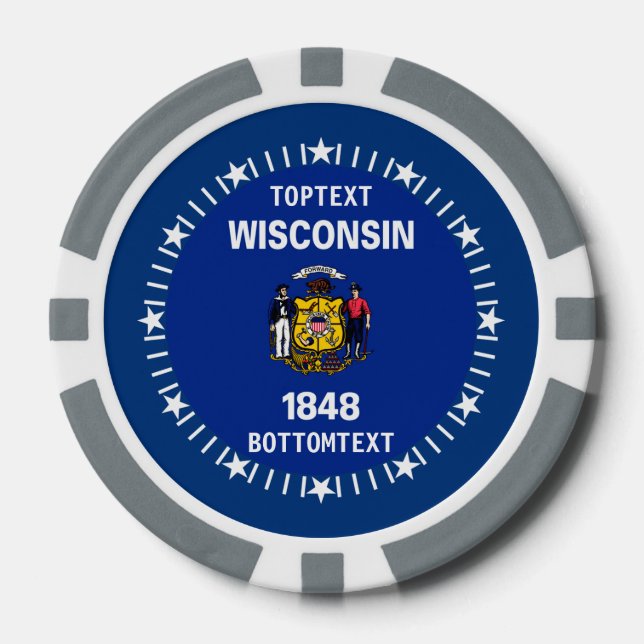 Personalized Wisconsin State Flag on a Poker Chips (Front)