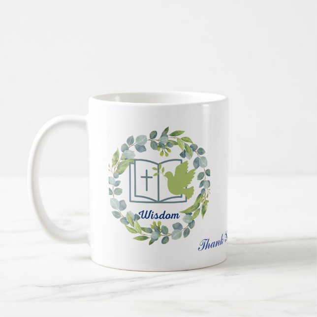 Personalized Wisdom Green Thank You Mug Cup (Left)