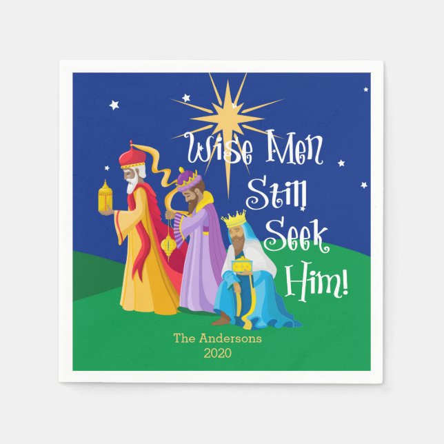 Personalized Wise Men Still Seek Him Christmas Napkins (Front)