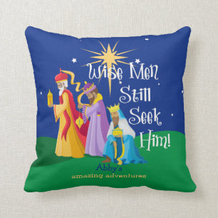 Personalized Wise Men Still Seek Him Christmas Throw Pillow