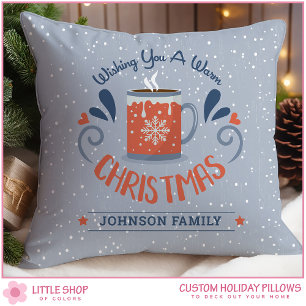 Personalized Wishing You a Warm Christmas Throw Pillow