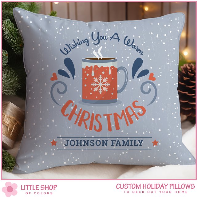 Personalized Wishing You a Warm Christmas Throw Pillow (Creator Uploaded)