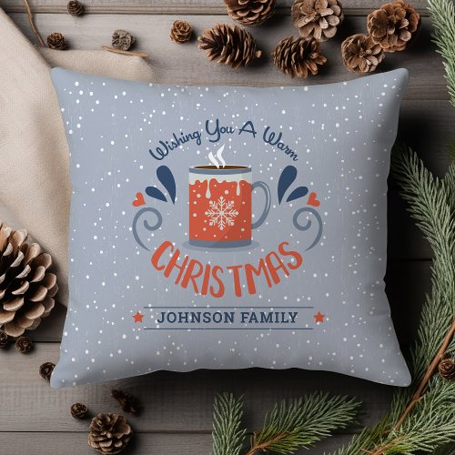 Personalized Wishing You a Warm Christmas Throw Pillow