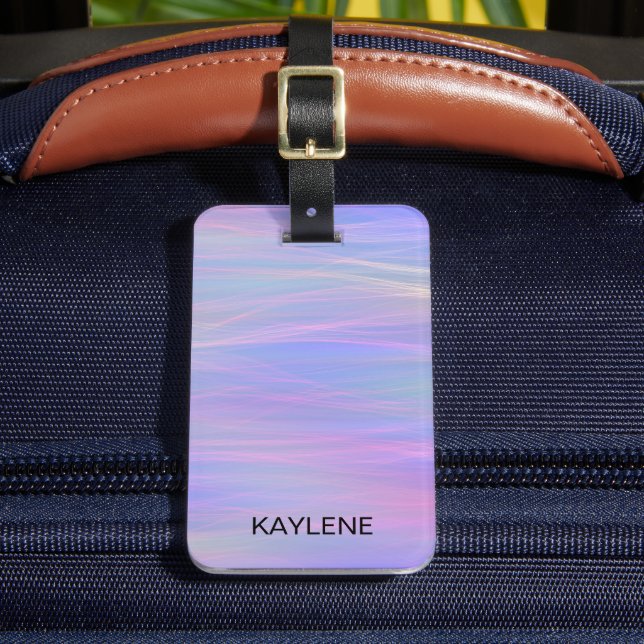 Personalized Wispy Rainbow Luggage Tag (Front Insitu 2)